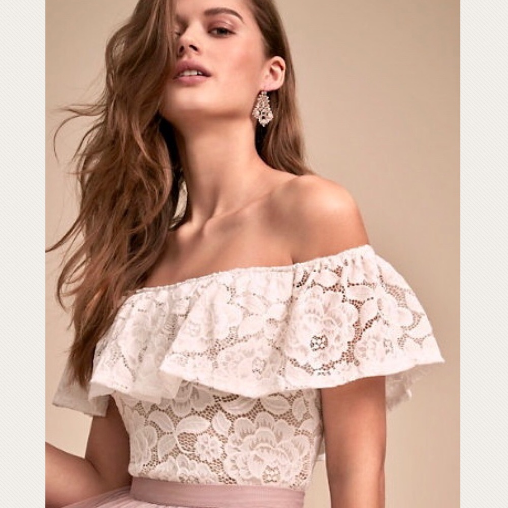 New BHLDN | Anthropologie Bonnie Small Ivory Lace Wedding Topper